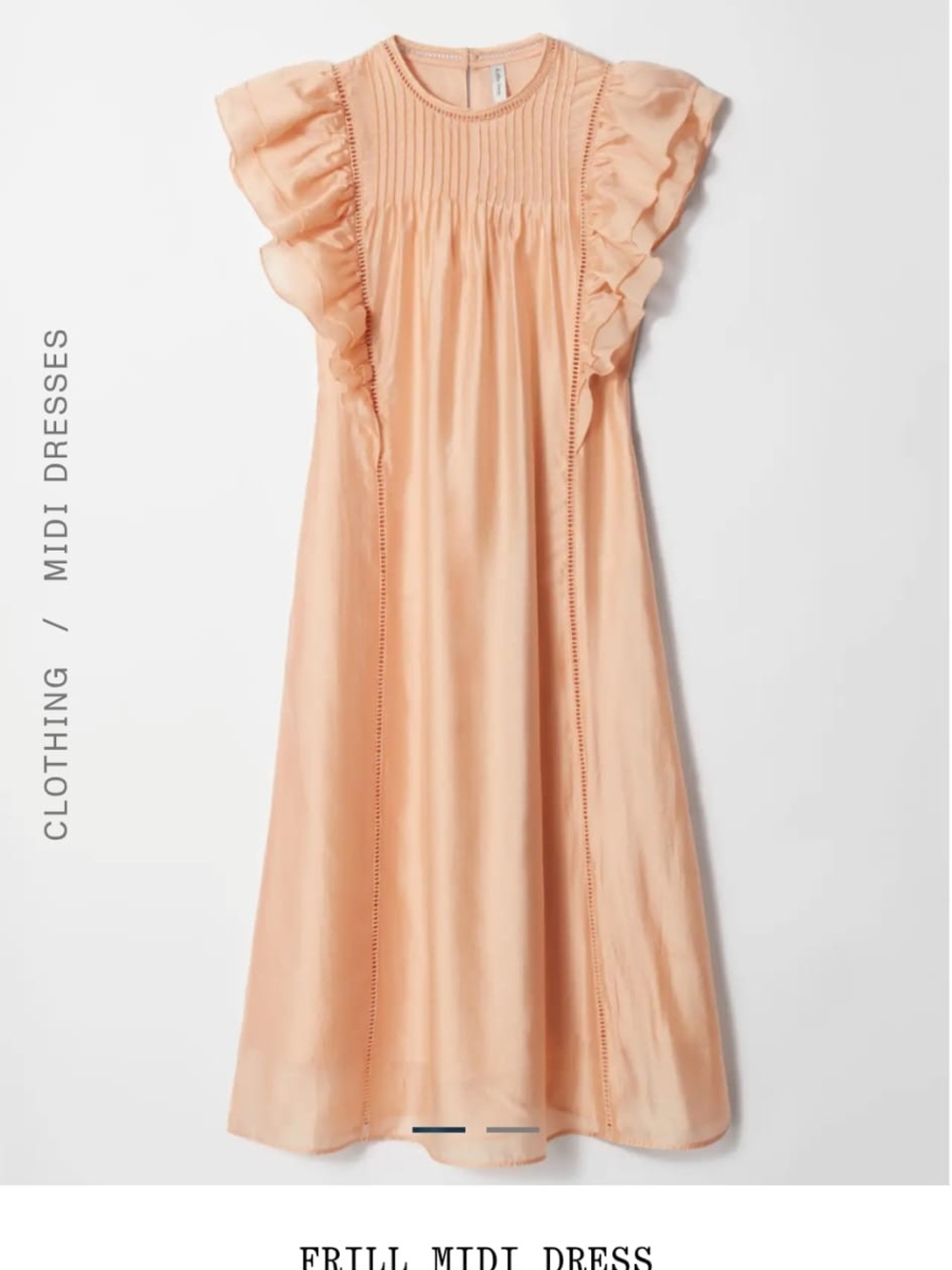 Frill Midi Dress in Peach Size Extra Small